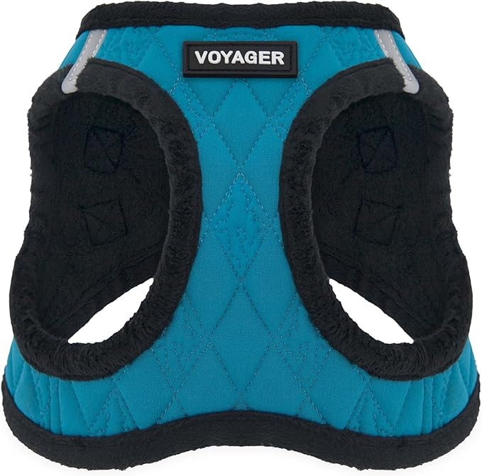 Best Pet Supplies - All Weather Plush, Reflective, No Pull Harness for Small, Medium Dogs, Cats - Secure with Hook & Loop Fastener, Buckle, Double D-Rings - Turquoise Plush, M