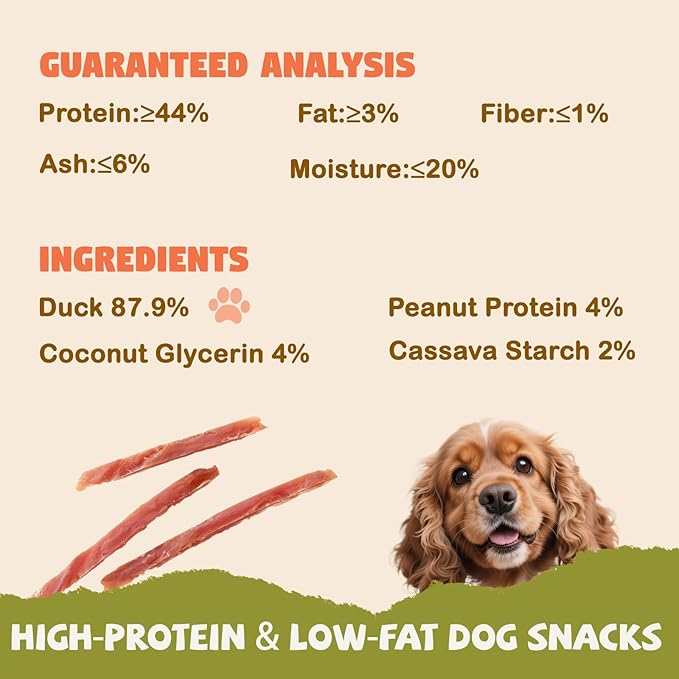 Duck Jerky Strips Dog Treats,Duck Breast Only Training Treats for Dogs,High Protein & Low Fat,Easily Digestible & Rawhide-Free,Healthy Skin & Shiny Coat,for All Life Stages Dogs,10.58 oz