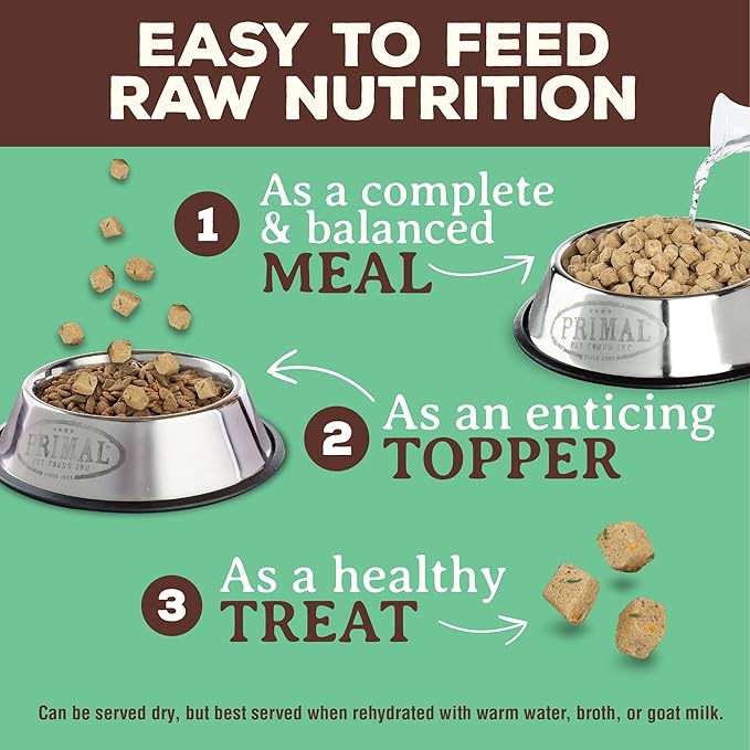 Primal Freeze Dried Dog Food, Pronto Mini Nuggets, Chicken;Scoop & Serve,Complete & Balanced Meal; Also Use As Topper or Treat; Premium, Healthy, Grain Free, High Protein Raw Dog Food 16 oz(Pack of 2)