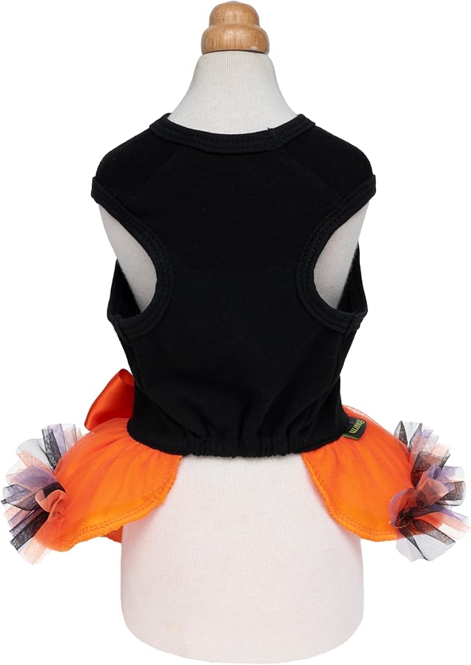 Fitwarm Halloween Cat Face Dog Dress, Funny Halloween Costumes for Small Dogs Girl, Pet Apparel, Black, Orange, Purple, Green, Small