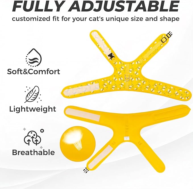 Cat Harness with Leash and Collar for Walking - Escape Proof with 59 Inches Leash - Adjustable Soft Vest Harnesses for Medium Large Cats Bee
