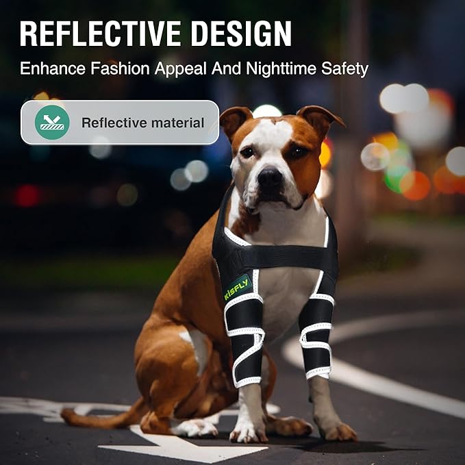 Dog Front Leg Brace, Provides Elbow & Shoulder Support, Helps with Osteoarthritis, Hygroma & Calluses, Prevents Licking with Reflective Material, Right Leg, Size XL