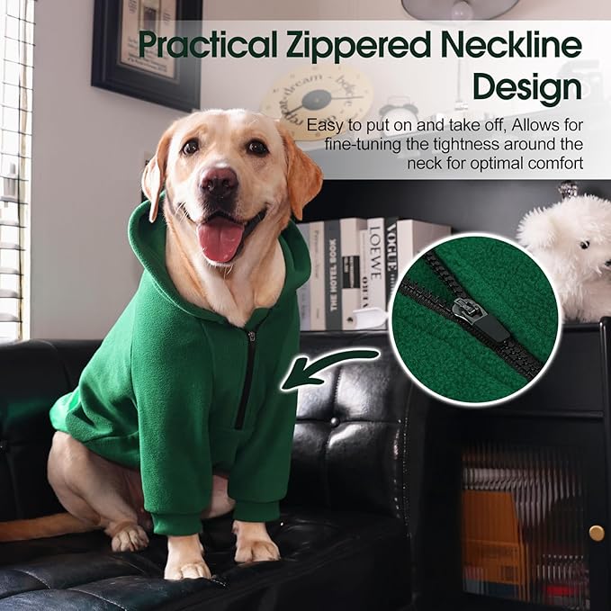 Nanaki Puppy Hoodies Dog Sweatshirts for Small Dogs-Cozy Fleece Sweater Pullover with Pocket for Bichon Frise, Warm Long Sleeve Chihuahua Jacket- Fall Winter Early Spring Indoor Outdoor Green, S