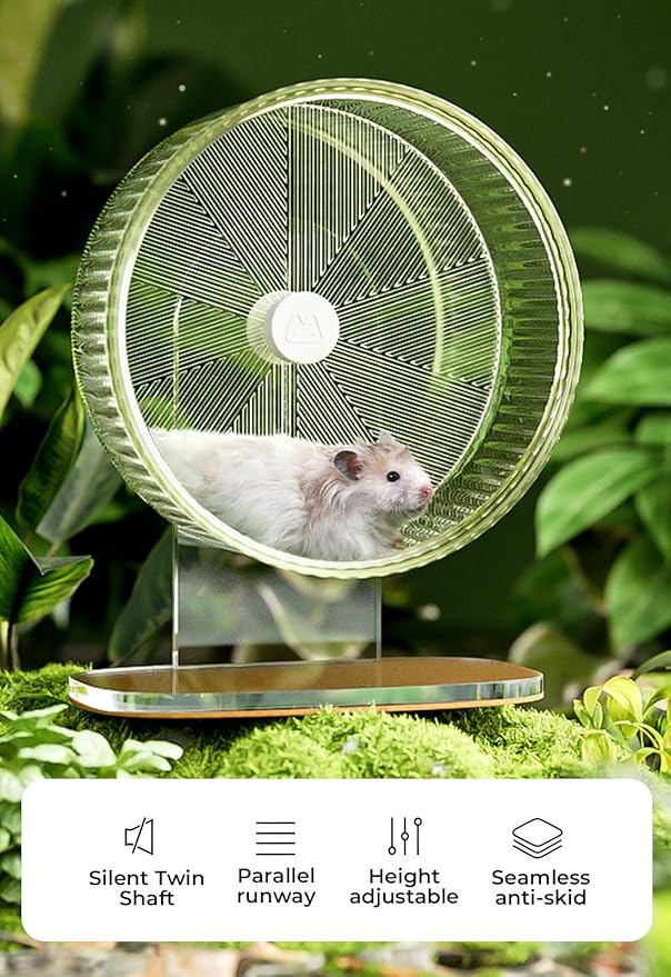 Super-Silent Hamster Exercise Wheel: Silent Spin Toys Hamster Running Wheels with Height Adjustable Stand for Hamsters Gerbils Mice Or Other Small Animals -6.5inch Blue