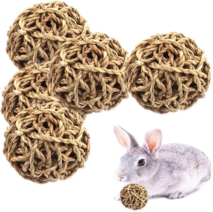 Hamiledyi 15PCS Rabbit Grass Balls 2.8in Large Guinea Pig Balls Small Animal Activity Enrichment Toy for Bunny Chinchilla Hamster Gerbil Grinding Playing