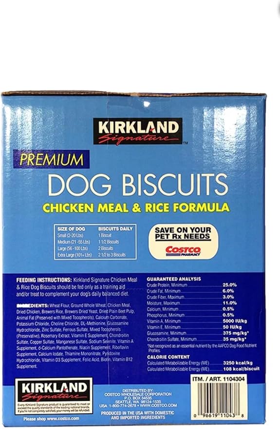 Kirkland Signature Premium Dog Biscuits Chicken Meal & Rice Formula 15 LB