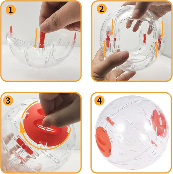 Andiker Hamster Ball, 5.52in Transparent Hamster Running Ball with Breathable Holes Easy to Install Hamster Exercise Ball for Small Animals to Keep Fit or Do More Sports Hamster Wheels (Orange)