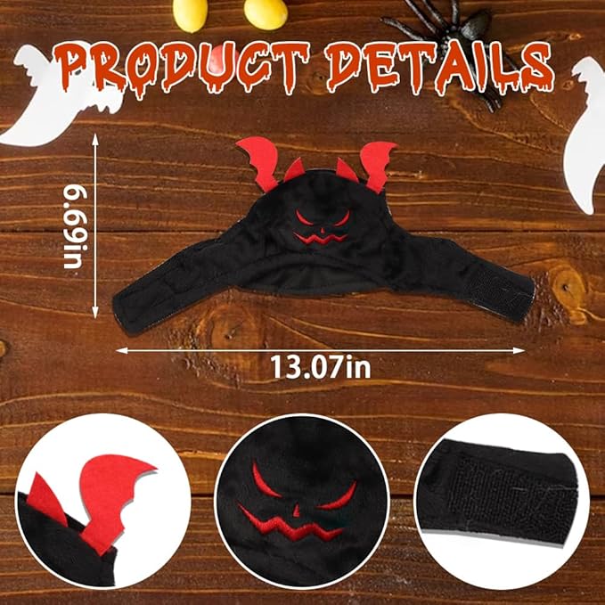 ALIBBON Cat Halloween Devil Costume Dog Halloween Devil Hat Pet Headdress for Halloween Party Adjustable Devil Cap Black Devil Hat Dress Up for Puppy Kitty Halloween Cosplay Costume