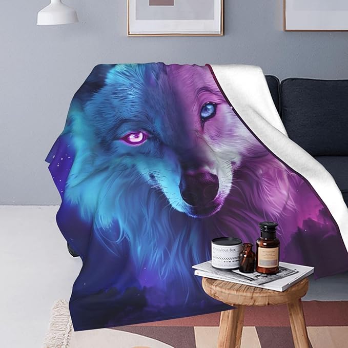 Wolf Blanket, Wolves Decor Throw Blankets, Wolf Gifts for Men Boys Girls Women Lover Adult Cozy Fleece Flannel Bedding Stuff Animal Plush for Couch Sofa Bed 80"X60"