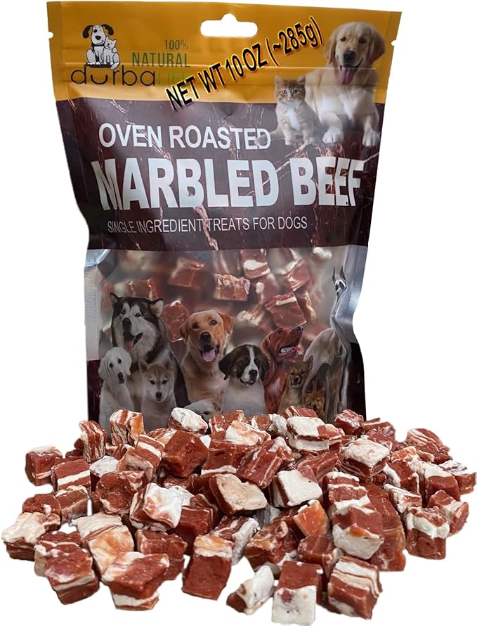Oven Roasted Single Ingredient Treats for Dogs & Cats | Easy Chew (10.0 oz, Marbled Beef Cubes XXL)