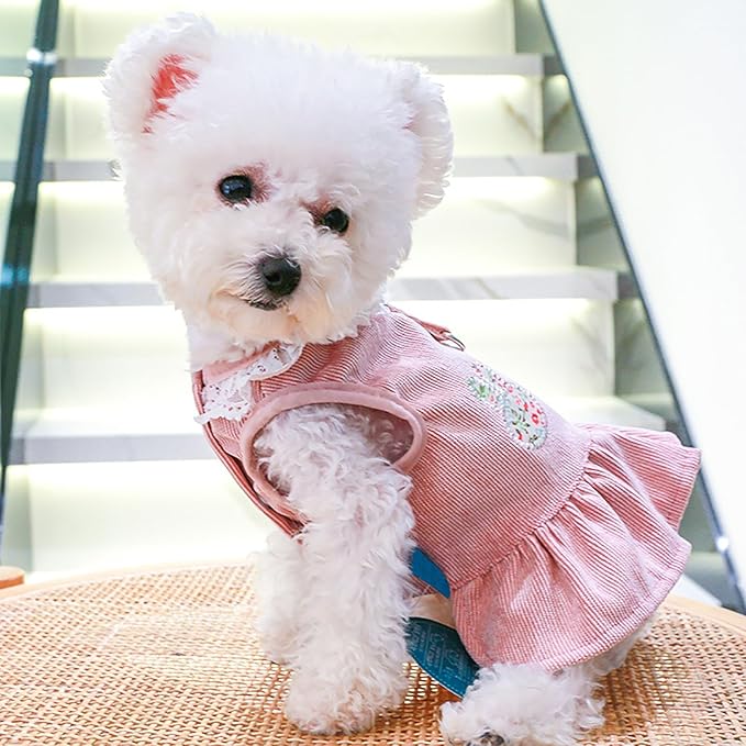 Dog Dresses for Small Dogs Girl Summer Puppy Cute Clothes Outfit Apparel Female Suspender Skirt Pup Yorkie Clothing Breathable Pet Dress for French Dogs Chihuahua