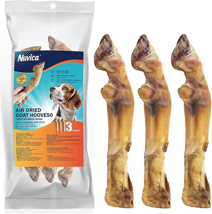 Small/Medium Dog Chew Bone, Goat Hoof Natural Long Lasting Dog Bones, Pack of 3/1 Pack, Suitable for Aggressive and Heavy chewers, Long-Lasting chew, Helps with Dental Health