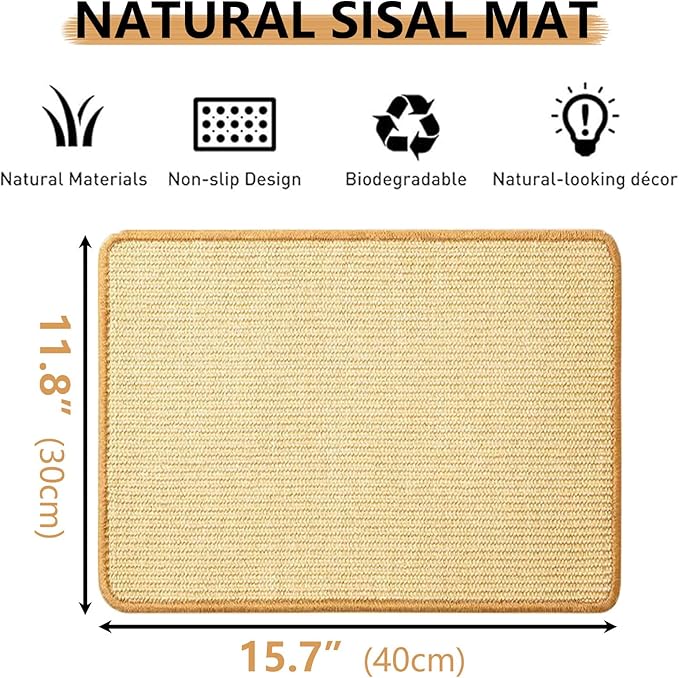Oncpcare 6PCS Natural Bunny Scratch Mat - Rabbit Scratching Pad for Claws and Teeth Care - Chew Toys for Cages, Pet Bedding for Biting, Sleeping, Nesting, 16x12