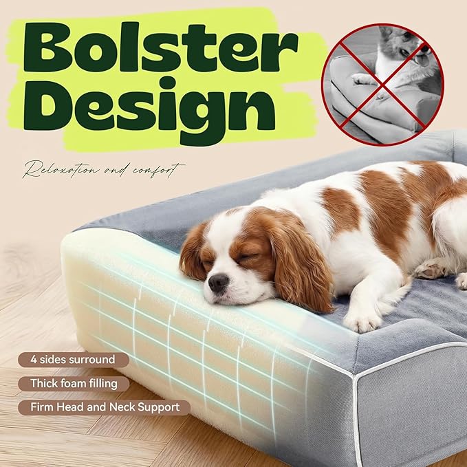 Orthopedic Dog Bed for Small Medium Dogs,Removable Washable Cover,Cooling Gel Memory Foam Sofa,Waterproof Anti-Slip for Pets,28" L x 23" W x 6.5" Th