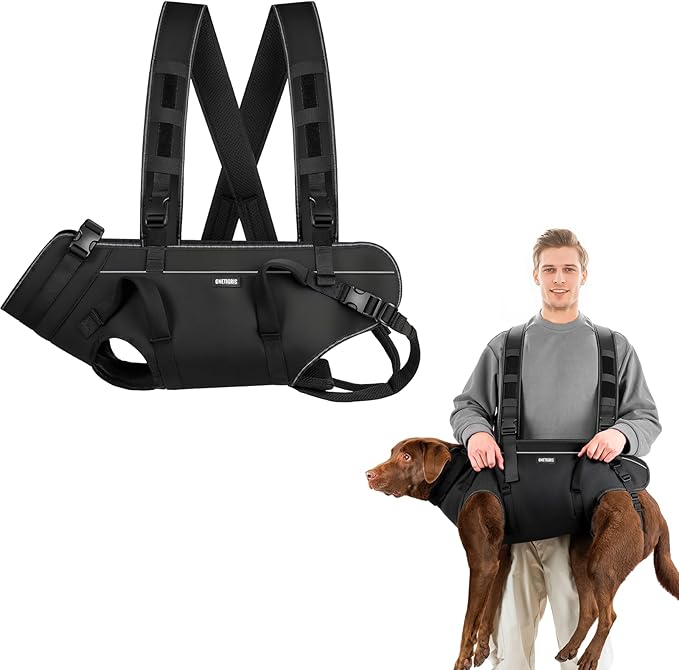 OneTigris Dog Backpack Carrie, Lift Harness with Handle for Large Dogs, Reinforced Padded Dog Sling for Joint Injuries, Arthritis, Ideal for Stairs, Elderly Dogs Fits 85-140 lbs