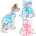 2 PCS Dog Dresses Small Dogs Clothes Outfit for Pets Puppy Dresses Floral Summer Cute Female Cat Dress(Medium)