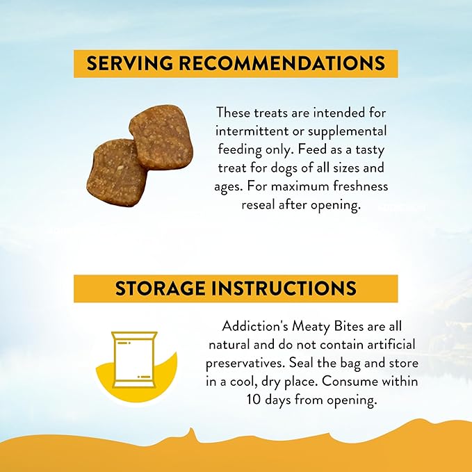 Addiction Meaty Bites Chicken Recipe - Dog Treats - Crafted in New Zealand - High Meat Content - Grain and Gluten-Free - Soft and Allergy Friendly Dog Treats - 4 Ounces