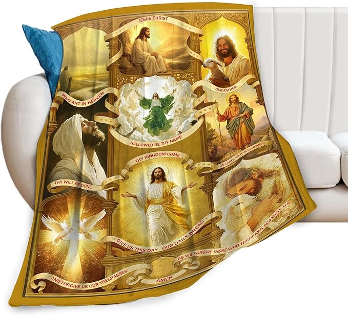 Jesus Blanket Christian Religious Faith Bible Verse Healing Prayer Throw Inspirational Scripture Catholic Spiritual Gifts for Men Women Adults Cozy Plush Fluffy Fuzzy Fleece Blanket Decor 40''X50''
