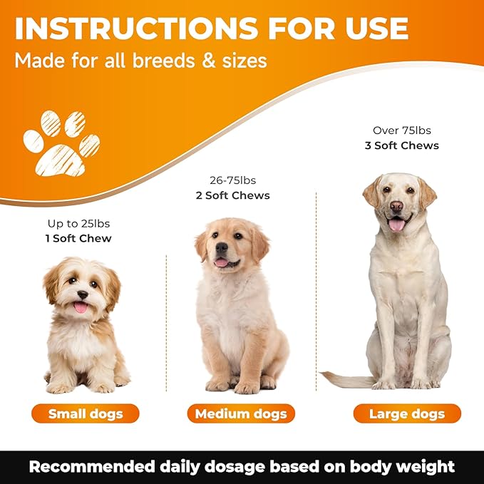 Dog Hip & Joint Supplement, 180 Chicken Chews - Glucosamine Chondroitin MSM Turmeric for Large Breed & Senior Dogs