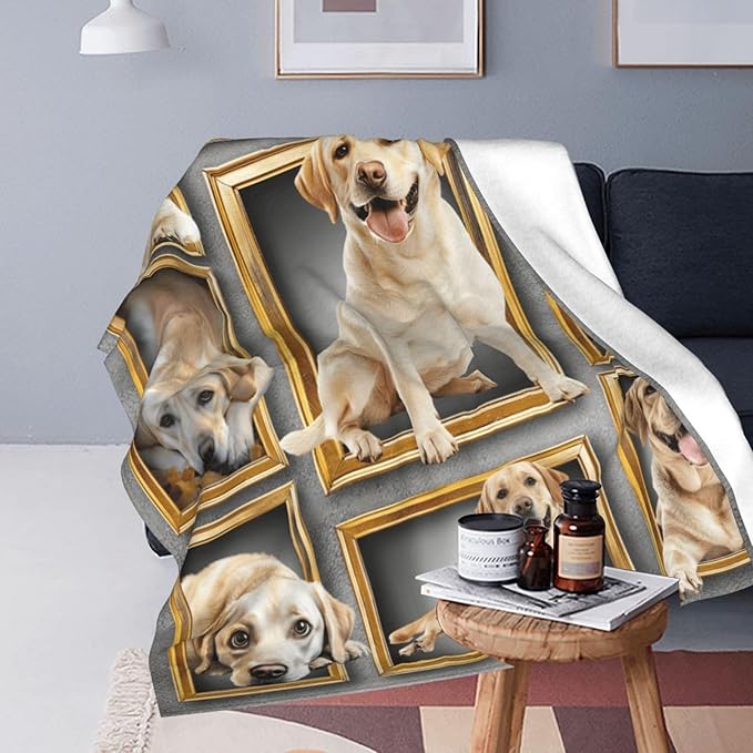 Labrador Gifts, Labrador Throw Blanket, Dog Gift for Women Men Boys Girls Lover Adult Cozy Fleece Flannel Bedding Stuff Animal Plush for Couch Sofa Bed Decor 60"X50"