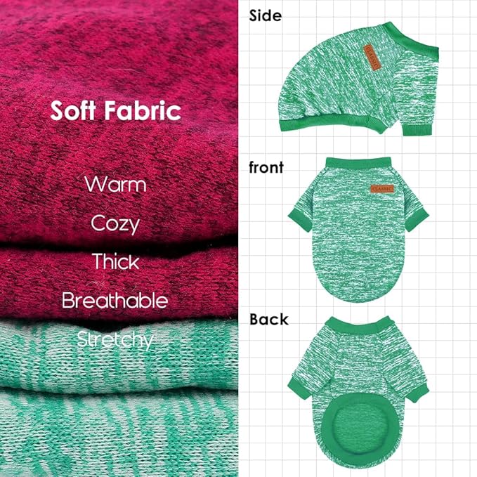 2 Pcs Dog Sweaters for Small Dogs Girl Boy Winter Fleece Clothes Warm Soft Dog Sweatshirt Outfit for Dogs Cats Pet Apparel