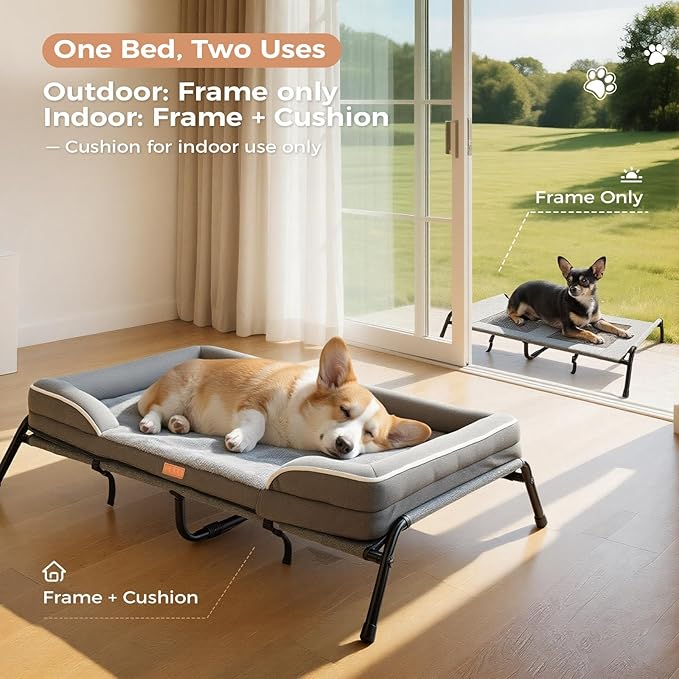 Lekereise Elevated Cooling Dog Bed for Medium Dogs, Portable Indoor & Outdoor Raised Pet Dog Cat Cot, Durable Summer Frame with Breathable Mesh