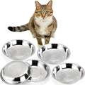 DEAYOU 5 Pack Stainless Steel Cat Bowls, 7.7" Wide Shallow Cat Food and Water Dish, 16 OZ Basic Pet Feed Bowl, Metal Replacement Bowl Plate for Kitten, Puppy, Dog, Elevated Stand, Whisker Friendly