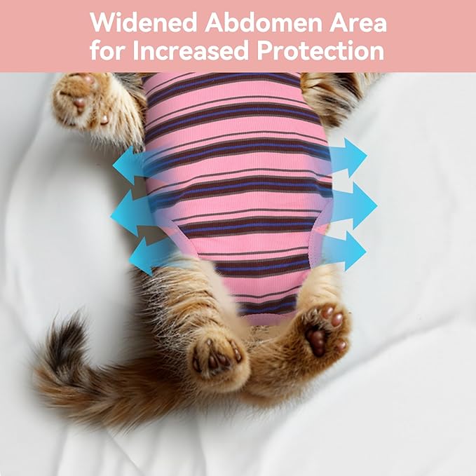 Cat Recovery Suit for Spay Abdominal Wounds Female, Onesie for Cats After Surgery, Surgery Recovery Suit Kitten Onesie for Cats Anti Licking (Dinosaur, Small)