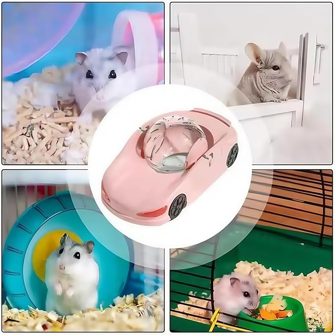 Hamster Car,Hamster Wheel, Running Ball 2025 New,Exercise Bikes for Ferrets and Animals (Pink)
