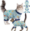Sticky Hair Cat Clothes, Anti-Shedding Cat Pajamas, Post-Surgery Recovery Onesie, Soft Breathable, Prevents Licking & Scratching Wounds, Warm Cats Sweater, Sphynx Cats Clothing- Blue XS
