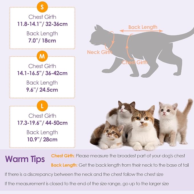 Cat Recovery Suit, Kitten Surgical Full Bodysuit for Abdominal Wound Protector Anti Licking After Surgery, Professional Bandages Cone E-Collar Alternative for Small Male & Female Pets