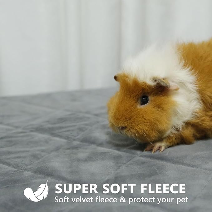 Guinea Pig Bedding, 2 Pack 59x31IN Fleece Cage Liner, Super Absorbent & Odor Control & Washable & Reusable Guinea Pig Liner for C&C 2X4 Cage, Pee Pad Mat for Small Animal, Rabbit, Bunny