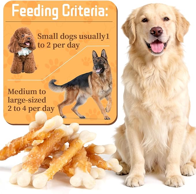 MAQIHAN Dog Treats - Chicken and Duck Wrapped Calcium Bones Without Rawhide Training Treats for Dogs Teeth Cleaning Bones Fresh Breath Easy to Digest Dog Christmas Treat