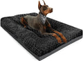 POCBLUE Extra Large Dog Bed, Washable XXL Plush Pet Mat for Crate/Cages, Non-Slip Pet Bed for Outdoor/Indoor/Car Use, Comfy & Soft Kennel Pad for Dogs Up to 110 lbs, 47"x29", Black