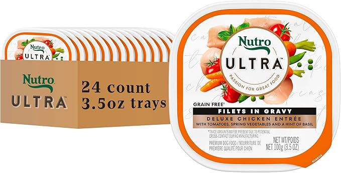 Nutro Ultra Wet Dog Food Grain Free Filets, Adult Dog Food Wet Recipe in Gravy Deluxe Chicken Entree, 3.5 oz. Trays (24 Count, Pack of 1)