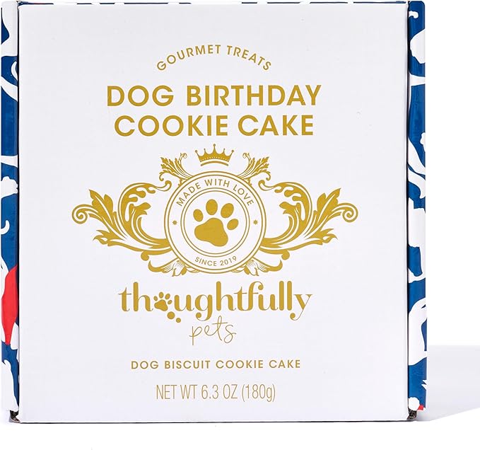 Thoughtfully Pets, Superhero Dog Birthday Cookie Cake, Gourmet Mini Cake, Peanut Butter Flavored, Hand Decorated Hollow Biscuit for Any Dog Breed