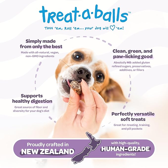 Peanut Butter Dog Treats with Banana & Blueberry - Healthy Dog Treats - Soft, Natural, Grain Free, Low Calorie, Gluten Free, Non-GMO, Clean & Nutritious Ingredients - 18pk