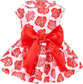 PUPTECK Dog Wedding Dress Outfit Puppy Cute Small Dogs Clothes,Rose,S