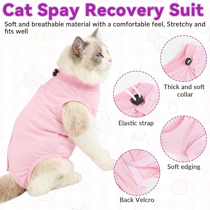 Cat Surgery Recovery Suit Female Medium, Kitten Onesie Bodysuit for Cat After Surgery, Cone of Shame Alternative Suit for Cat Anti Licking Spay Abdominal Wounds Skin Diseases Protection (Blue, M)