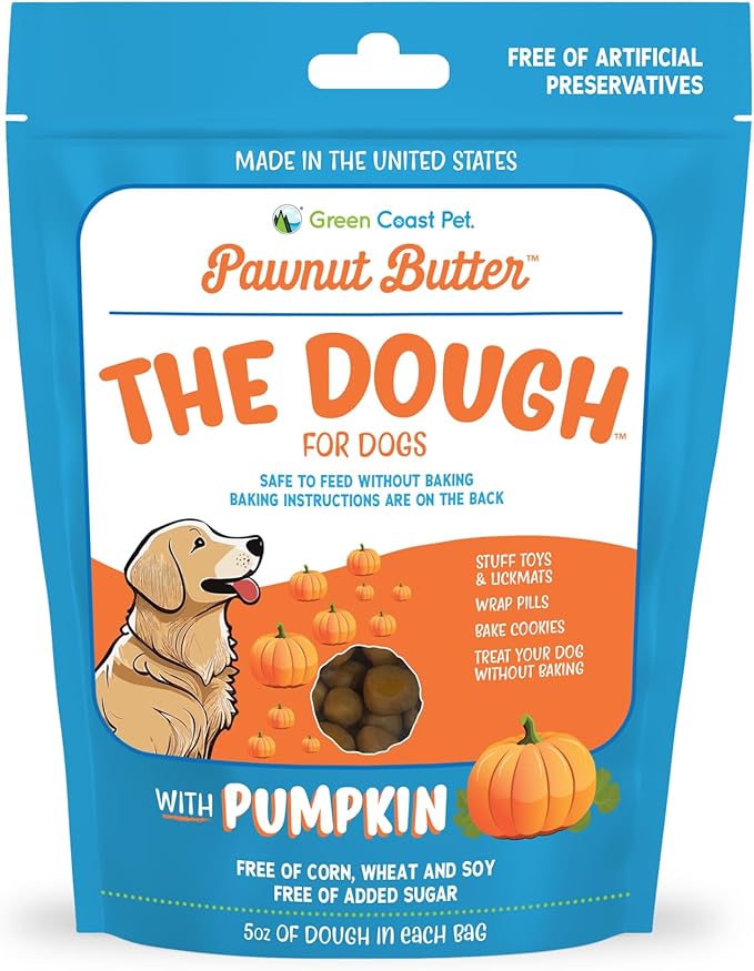 Pawnut Butter The Dough-Pumpkin Cookie Dough For Dogs 5 oz Digestive, Soft Treats with Real Peanut Butter, Made with Natural Ingredients, Dog Training Treats Wrapping Pills, Xylitol Free