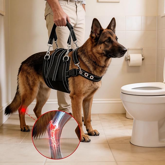 CWV Adjustable Male Dog Lift Harness for Large Dogs, Soft and Portable Dog Dling for Large Dogs Hind Leg Support,Help em up Harness for Senior, Injured, Disabled and After Surgery Dogs, Large