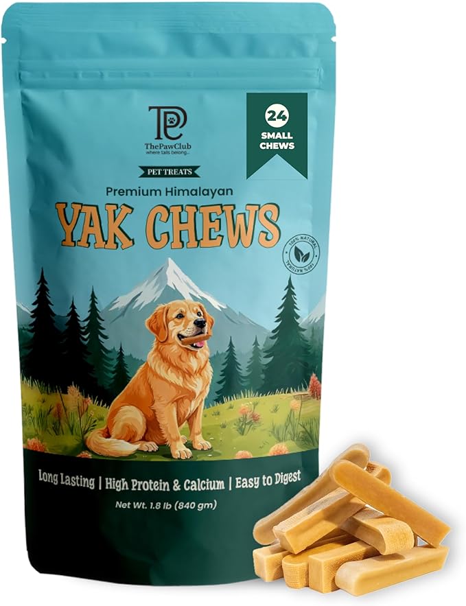 Himalayan Yak Cheese Dog Chews for Small Dogs (15–25 lbs) – Extra Thick & Dense Long-Lasting Hard Chew for Aggressive Chewers – Natural, Protein-Rich & Odor-Free – 24 Small Bars (1.2 oz Each)
