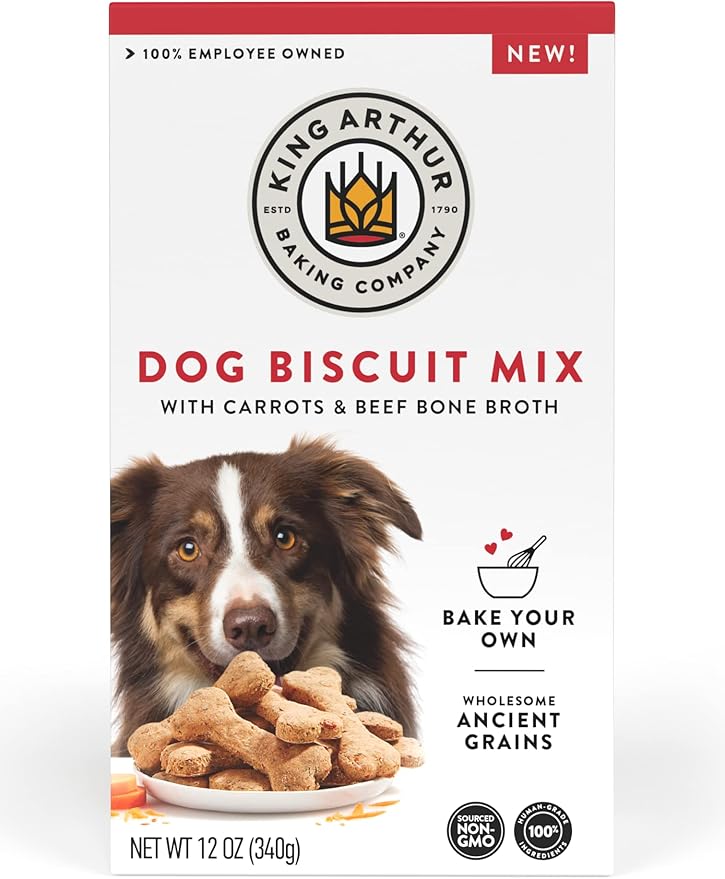 King Arthur Dog Biscuit Mix, Beef Bone Broth & Carrot, Homemade Dog Treats, 12 Oz