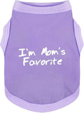 Cozy Sleeveless Canine Wear Dog Clothes, Soft, Lightweight, and Breathable Cotton Dog Shirt with I'm Mom's Favorite Print.Vest Tank Top Ideal for Small, Medium, and Large Breeds Light Purple S