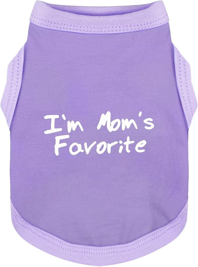 Cozy Sleeveless Canine Wear Dog Clothes, Soft, Lightweight, and Breathable Cotton Dog Shirt with I'm Mom's Favorite Print.Vest Tank Top Ideal for Small, Medium, and Large Breeds Light Purple 4XL