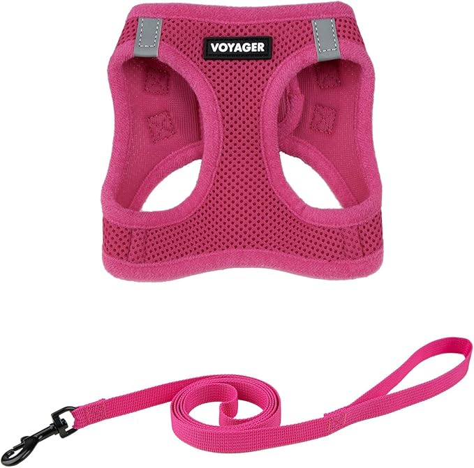 Voyager Step-in Pet Harness - All Weather Mesh, Adjustable Step in Harness for Cats and Dogs by Best Pet Supplies - 307S Fuchsia, S