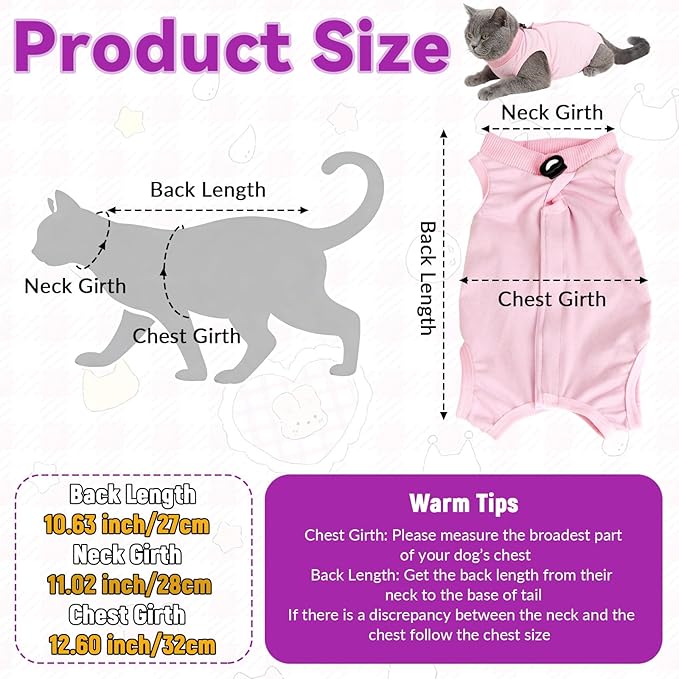 Cat Surgery Recovery Suit Female Medium, Kitten Onesie Bodysuit for Cat After Surgery, Cone of Shame Alternative Suit for Cat Anti Licking Spay Abdominal Wounds Skin Diseases Protection (Blue, M)