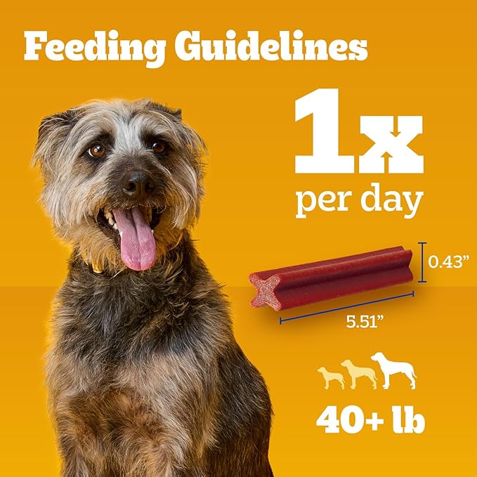 Pedigree Dentastix Dog Dental Treats, Large Breed Dog Treats, Bacon Flavor, 1.67 lb. Bag (32 Treats Total)