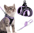 rabbitgoo Cat Harness and Leash Set for Walking Escape Proof, Adjustable Soft Kittens Vest with Reflective Strip for Cats, Comfortable Outdoor Vest, Black & Light Purple, S