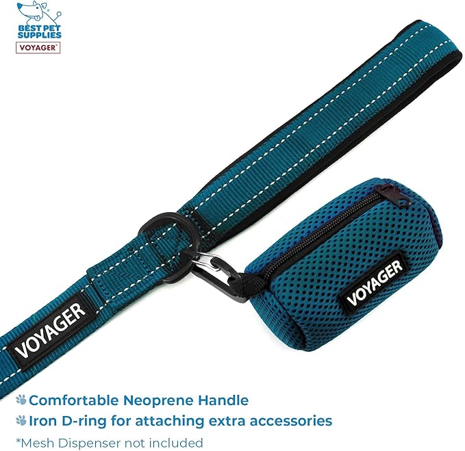 Voyager Step-in Air All Weather Mesh Harness and Reflective Dog 5 ft Leash Combo with Neoprene Handle, for Small, Medium and Large Breed Puppies by Best Pet Supplies - Blue, X-Large